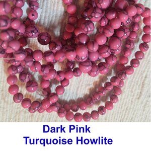 Dark Pink Turquoise Howlite  Natural Stone15" Strand
